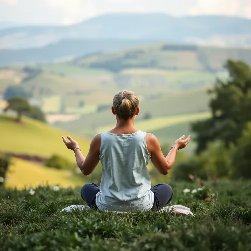 Person meditating in a serene natural setting